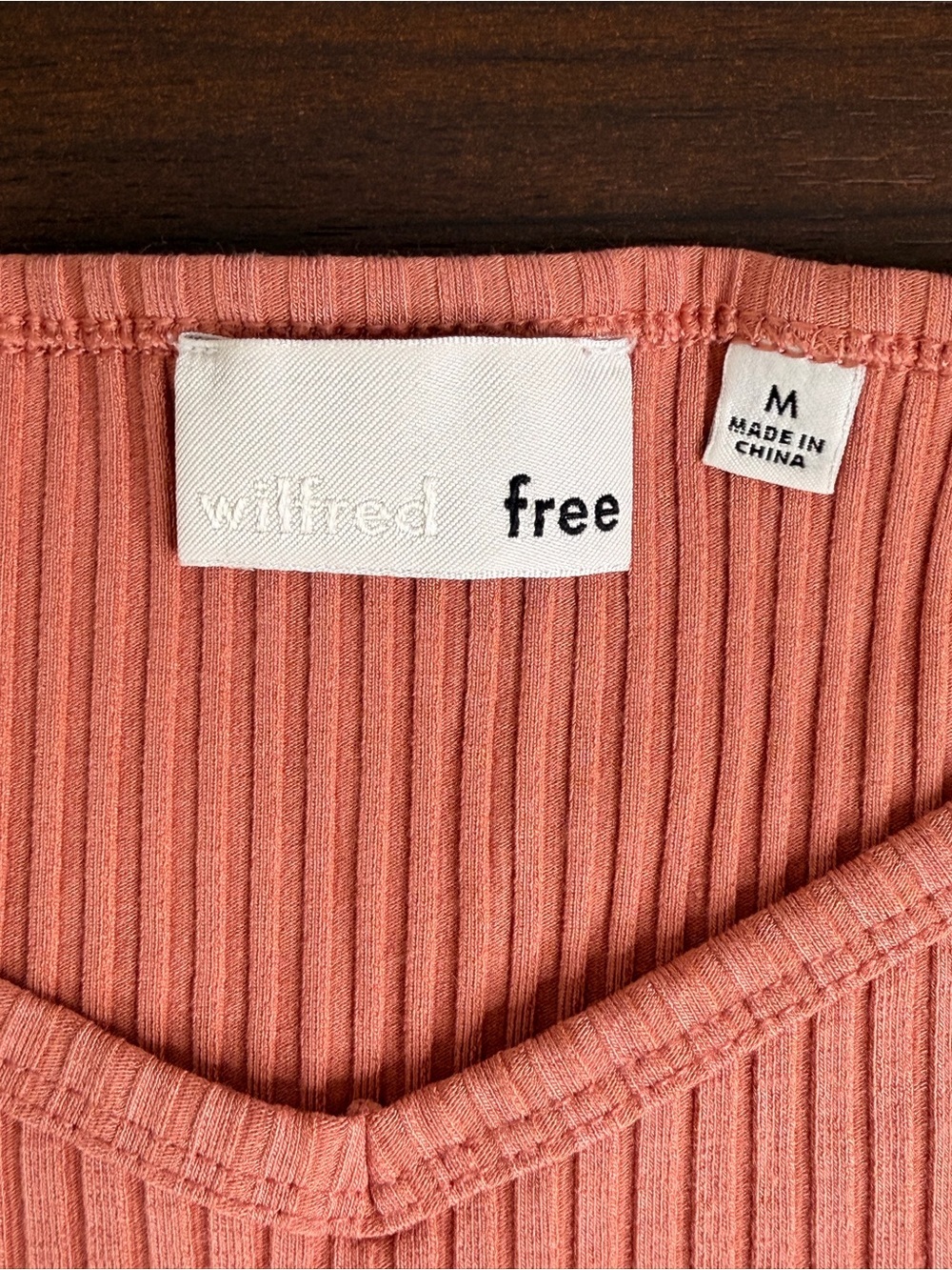 Wilfred Free Rust-Pink Ribbed V-Neck Bodysuit - Picture 6 of 7